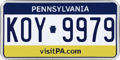 PA license plate KOY9979