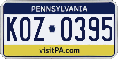 PA license plate KOZ0395