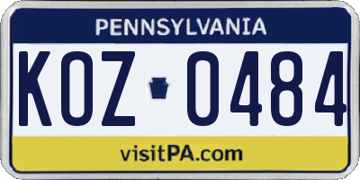 PA license plate KOZ0484
