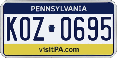 PA license plate KOZ0695