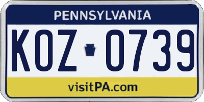 PA license plate KOZ0739