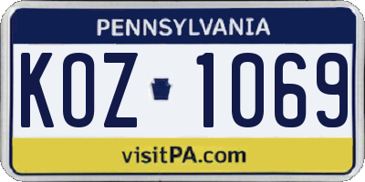 PA license plate KOZ1069