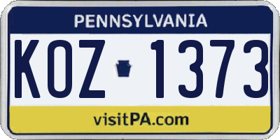 PA license plate KOZ1373