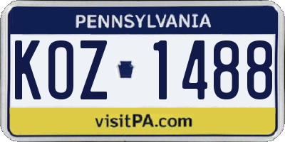 PA license plate KOZ1488