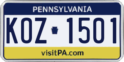PA license plate KOZ1501