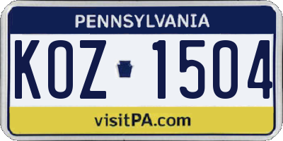 PA license plate KOZ1504