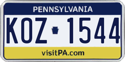 PA license plate KOZ1544