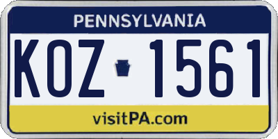 PA license plate KOZ1561