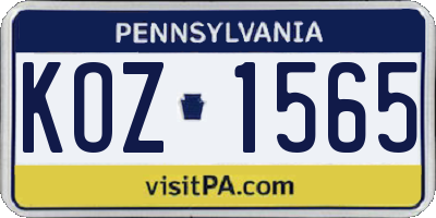 PA license plate KOZ1565