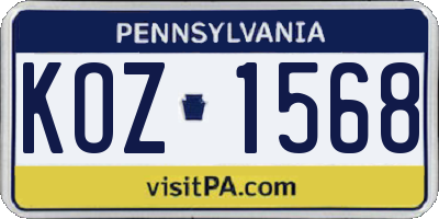 PA license plate KOZ1568