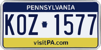 PA license plate KOZ1577