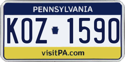 PA license plate KOZ1590