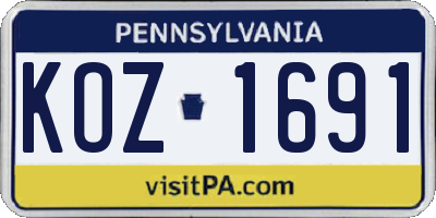 PA license plate KOZ1691