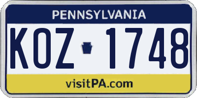 PA license plate KOZ1748