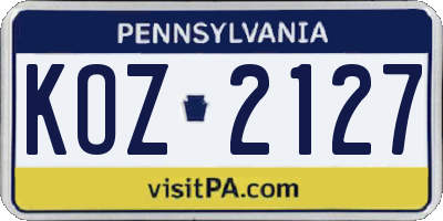 PA license plate KOZ2127