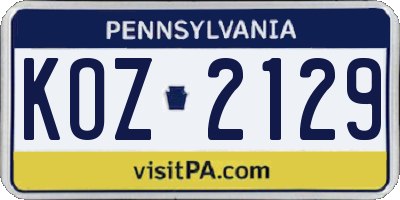 PA license plate KOZ2129