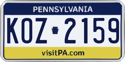 PA license plate KOZ2159