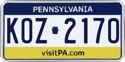 PA license plate KOZ2170