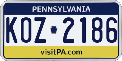 PA license plate KOZ2186