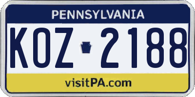 PA license plate KOZ2188