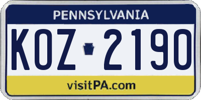 PA license plate KOZ2190