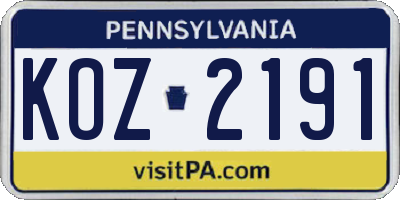 PA license plate KOZ2191