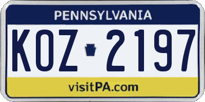 PA license plate KOZ2197