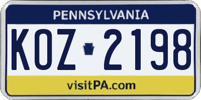 PA license plate KOZ2198