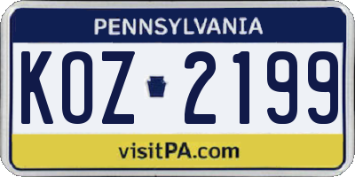 PA license plate KOZ2199