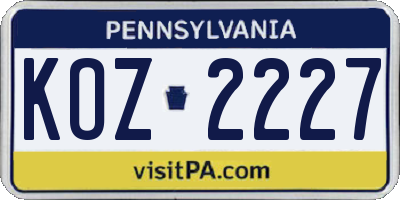 PA license plate KOZ2227