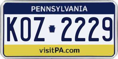PA license plate KOZ2229