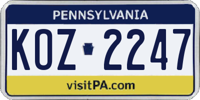 PA license plate KOZ2247