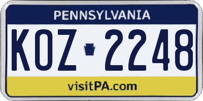 PA license plate KOZ2248