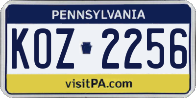 PA license plate KOZ2256
