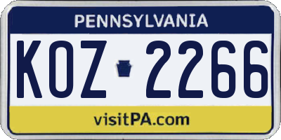 PA license plate KOZ2266