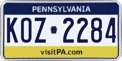 PA license plate KOZ2284