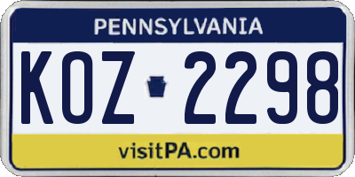 PA license plate KOZ2298