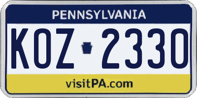 PA license plate KOZ2330