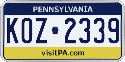 PA license plate KOZ2339