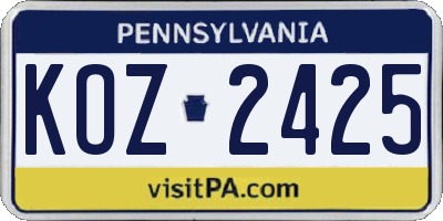 PA license plate KOZ2425