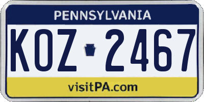 PA license plate KOZ2467