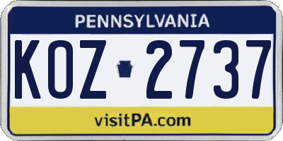 PA license plate KOZ2737