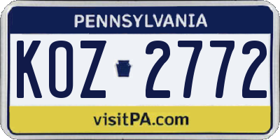PA license plate KOZ2772