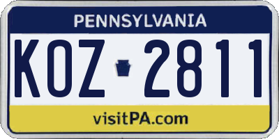 PA license plate KOZ2811