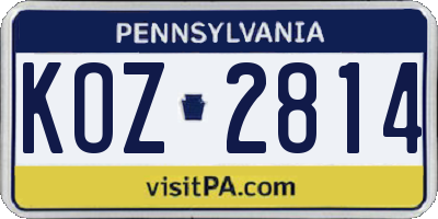 PA license plate KOZ2814