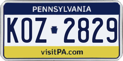 PA license plate KOZ2829