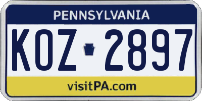 PA license plate KOZ2897