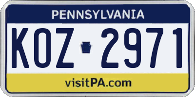 PA license plate KOZ2971