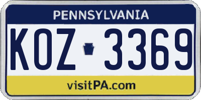 PA license plate KOZ3369