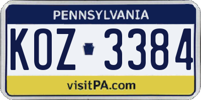 PA license plate KOZ3384